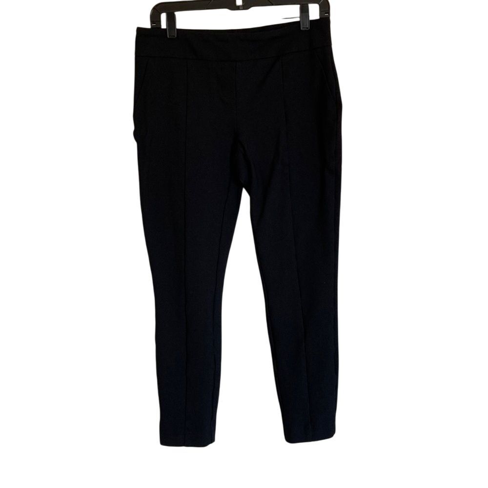 Hilary Radley‎ Skinny Leg Pull on Pant in Black Woven Print Size M